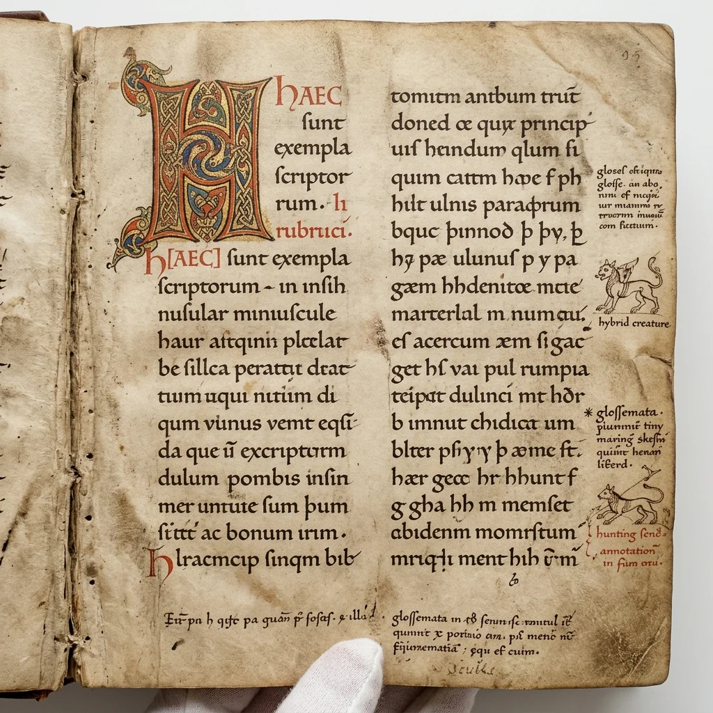 Anglo-Saxon manuscript page showing Old English writing in insular script with characteristic letterforms including thorn and eth