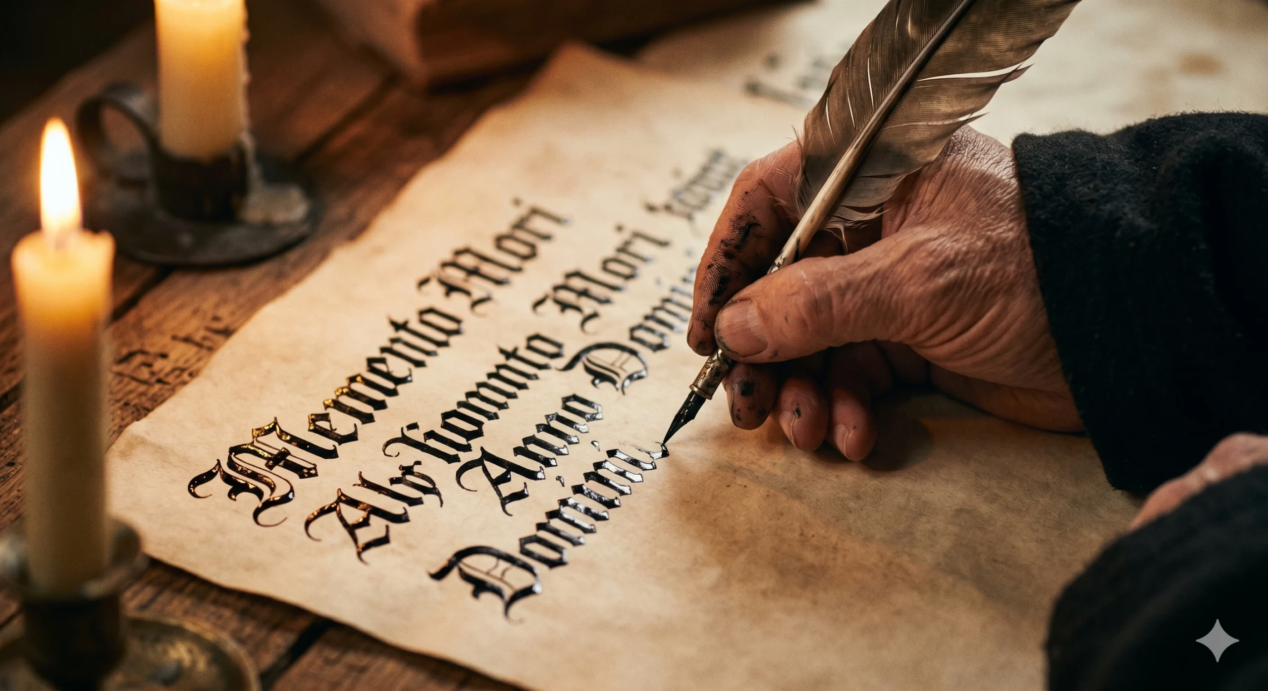 Medieval scribe lettering transcription decorative alphabet